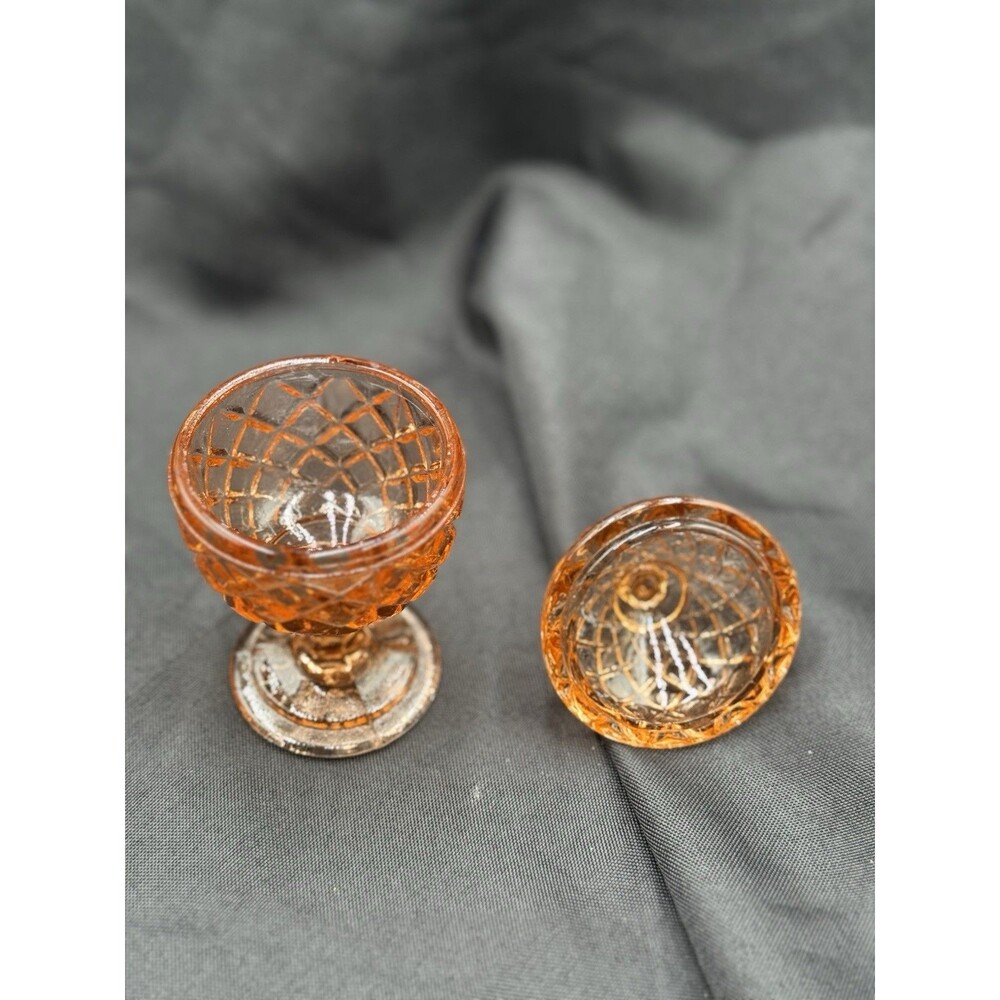 vintage amber glass pedestal candy dish - Picture 4 of 5